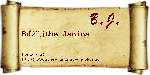 Bőjthe Janina névjegykártya